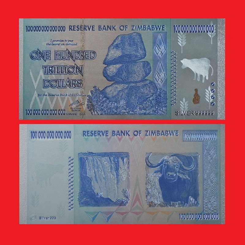 Africa ZIMBABWE 999 Silver Edition Of The Z 100,000,000,000,000